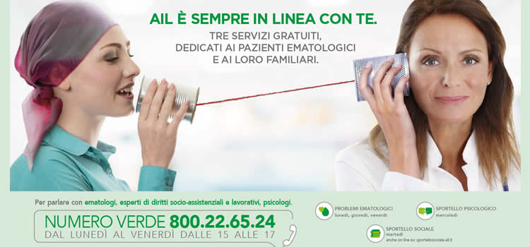 È attivo il servizio Numero Verde AIL 800 22 65 24